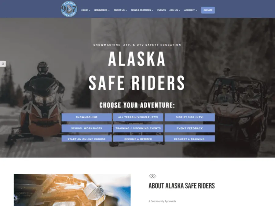 Homepage of the Alaska Safe Riders snowmachine and ATV safety training website