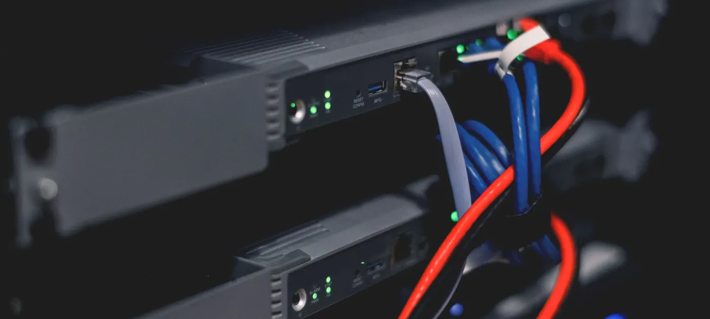 Network switch and server rack cabling maintained by Keylink IT