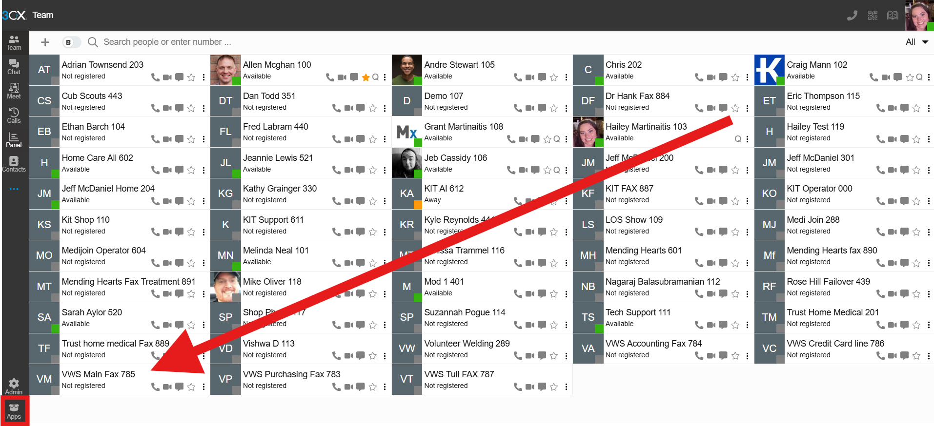 3cx_web_client_arrow_to_apps